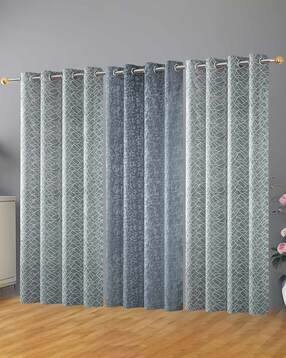 yukany Pack of 3 Geometric Print Window Curtain with Eyelets Header - 121.92 cm x 182.88 cm-picture-47