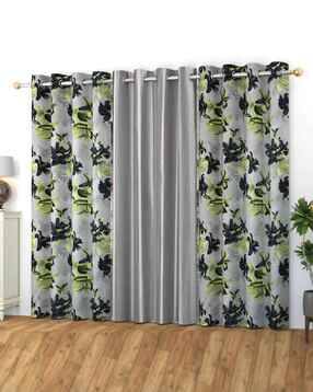 yukany Pack of 3 Floral Print Window Curtain Eyelets Header  - 121.92 cm x 182.88 cm-picture-29