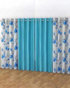 Pack of 4 Floral Print Window Curtain Eyelets Header  - 121.92 cm x 152.4 cm-image-12