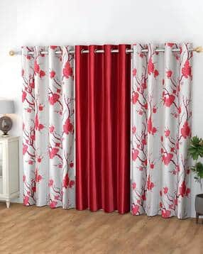 yukany Set of 3 Floral Print Door Curtains with Eyelets-picture-18
