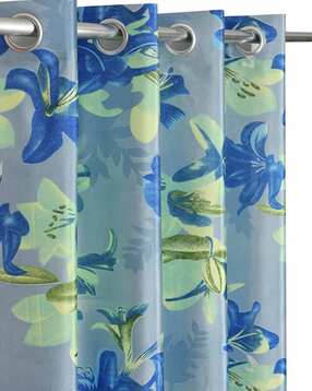 Floral Print Door Curtain with Eyelets Header - 121.92 cm x 274.32 cm-image-26