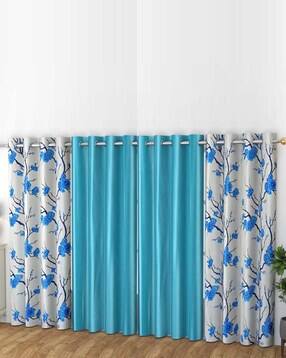 yukany Pack of 4 Floral Print Door Curtain Eyelets Header  - 121.92 cm x 243.84 cm-picture-10