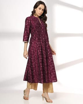 avaasa mix n' match Women Printed Flared Pleated Kurta-picture-22