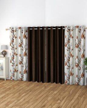 Pack of 4 Floral Print Window Curtain Eyelets Header  - 121.92 cm x 182.88 cm-image-44