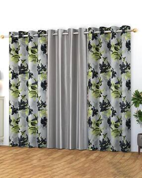 Pack of 3 Floral Print Door Curtain Eyelets Header  - 121.92 cm x 274.32 cm-image-13