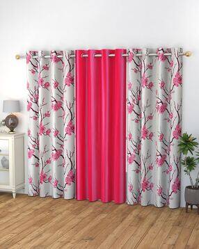 yukany Set of 3 Floral Print Door Curtains with Eyelets-picture-4
