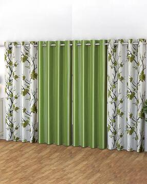 yukany Pack of 4 Floral Print Window Curtain Eyelets Header  - 121.92 cm x 152.4 cm-picture-1