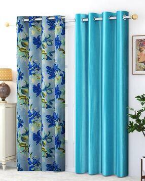 yukany Pack of 2 Floral Print Door Curtain Eyelets Header  - 121.92 cm x 243.84 cm-picture-32