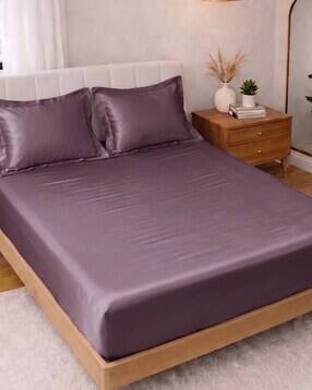  Satin Super King Fitted Bedsheet with 2 Pillow Covers-image-39