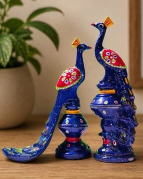 aawiclo home Handcrafted Peacock Decorative Showpiece Set of 2 -picture-4