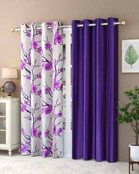 yukany Pack of 2 Floral Print Door Curtain Eyelets Header  - 121.92 cm x 274.32 cm-picture-33