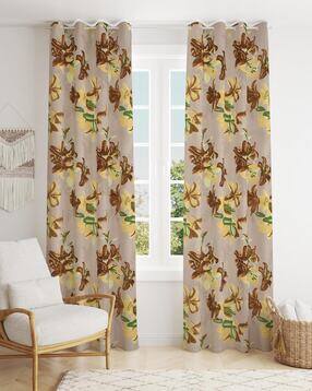 Pack of 2 Floral Print Window Curtain Eyelets Header  - 121.92 cm x 152.4 cm-image-45