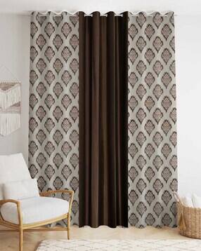 Pack of 3 Floral Print Door Curtain with Eyelets Header - 121.92 cm x 213.36 cm-image-49