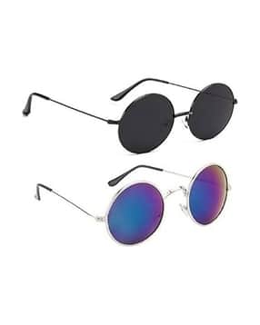 unisex pack of 2 uv-protected round sunglasses-combo-007740