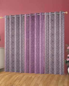 yukany Pack of 3 Geometric Print Door Curtain with Eyelets Header - 121.92 cm x 213.36 cm-picture-48