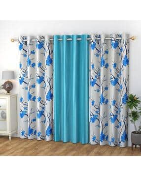 yukany Set of 3 Floral Print Window Curtains with Eyelets-picture-12