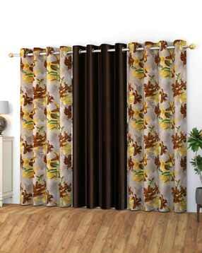 Pack of 3 Floral Print Window Curtain Eyelets Header  - 121.92 cm x 152.4 cm-image-12