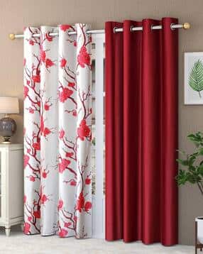 Pack of 2 Floral Print Door Curtain Eyelets Header  - 121.92 cm x 213.36 cm-image-45