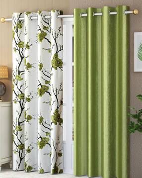 Pack of 2 Floral Print Window Curtain Eyelets Header  - 121.92 cm x 182.88 cm-image-47