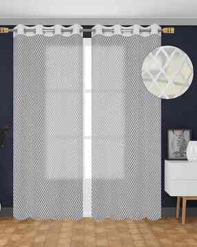yukany Pack of 2 Geometric Print Window Curtain Eyelets Header  - 121.92 cm x 152.4 cm-picture-42