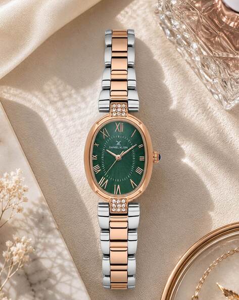 Daniel Klein Women Green Oval Dial Analog Watch DK.1.14305-6