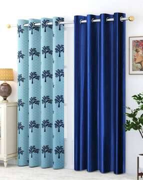 Pack of 2 Floral Print Window Curtain Eyelets Header  - 121.92 cm x 182.88 cm-image-46