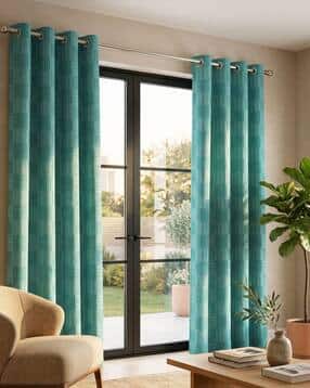 saral home Set of 2 Checked Cotton Long Door Curtains-picture-38