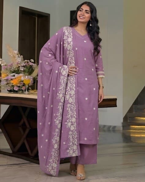 Kiana House Of Fashion Women Embroidered Straight Kurta Suit Set