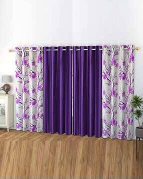yukany Pack of 4 Floral Print Door Curtain Eyelets Header  - 121.92 cm x 243.84 cm-picture-9