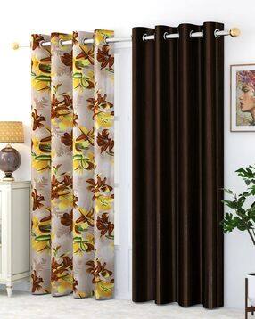 yukany Pack of 2 Floral Print Door Curtain Eyelets Header  - 121.92 cm x 274.32 cm-picture-9