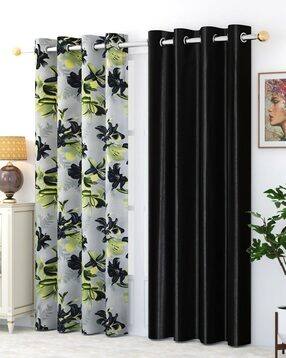 Pack of 2 Floral Print Door Curtain Eyelets Header  - 121.92 cm x 274.32 cm-image-36
