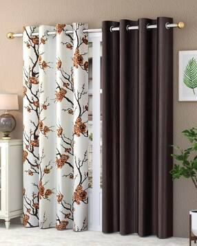 Pack of 2 Floral Print Window Curtain Eyelets Header  - 121.92 cm x 182.88 cm-image-38