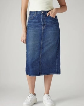 Women Straight Skirt with Insert Pockets-image-4