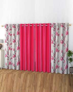 Pack of 4 Floral Print Door Curtain Eyelets Header  - 121.92 cm x 274.32 cm-image-48