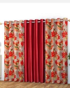 yukany Pack of 3 Floral Print Window Curtain Eyelets Header  - 121.92 cm x 182.88 cm-picture-43