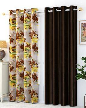 Pack of 2 Floral Print Door Curtain Eyelets Header  - 121.92 cm x 243.84 cm-image-43