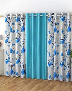 yukany Set of 3 Floral Print Window Curtains with Eyelets-picture-42