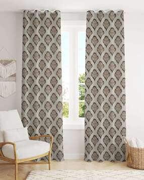 Pack of 2 Geometric Print Door Curtain Eyelets Header  - 121.92 cm x 213.36 cm-image-44