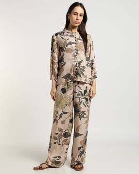 svrnaa by azorte Floral Print Viscose Twill Pants-picture-38