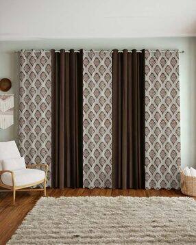 Pack of 5 Floral Print Window Curtain with Eyelets Header - 121.92 cm x 182.88 cm-image-29