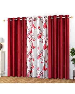 yukany Set of 3 Floral Print Window Curtains with Eyelets-picture-35