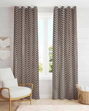 yukany Pack of 2 Striped Window Curtain with Eyelets Header - 121.92 cm x 152.4 cm-picture-27