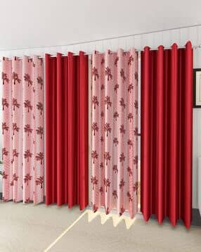 Set of 4 Leaf Print Door Curtains with Eyelets-image-45