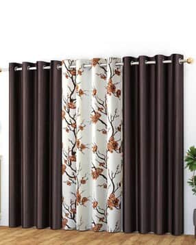 yukany Set of 3 Floral Print Window Curtains with Eyelets-picture-49