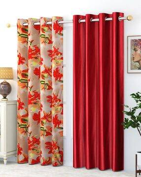 yukany Pack of 2 Floral Print Window Curtain Eyelets Header  - 121.92 cm x 152.4 cm-picture-14
