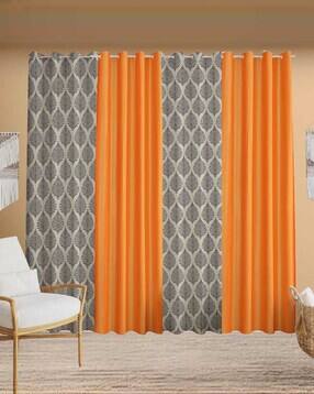 Pack of 4 Floral Print Door Curtain Eyelets Header  - 121.92 cm x 243.84 cm-image-49