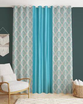 yukany Pack of 3 Floral Print Door Curtain with Eyelets Header - 121.92 cm x 274.32 cm-picture-21