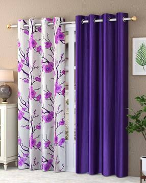Pack of 2 Floral Print Door Curtain Eyelets Header  - 121.92 cm x 243.84 cm-image-33