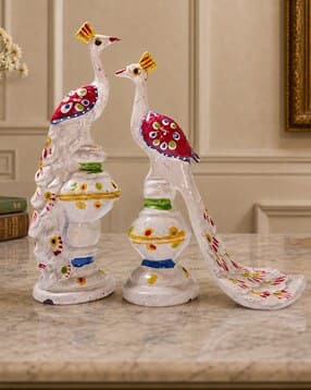 aawiclo home Handcrafted Peacock Decorative Showpiece Set of 2-picture-3