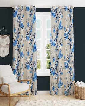 Set of 2 Floral Print Window Curtains with Eyelets-image-45